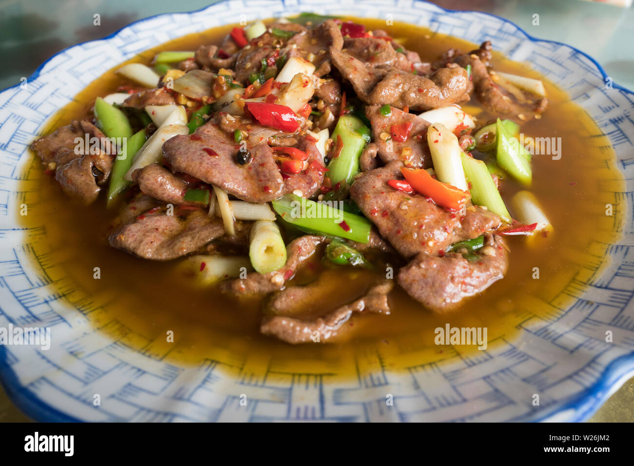 Sichuan-küche, schnell Gebratene Schweineleber Stockfoto