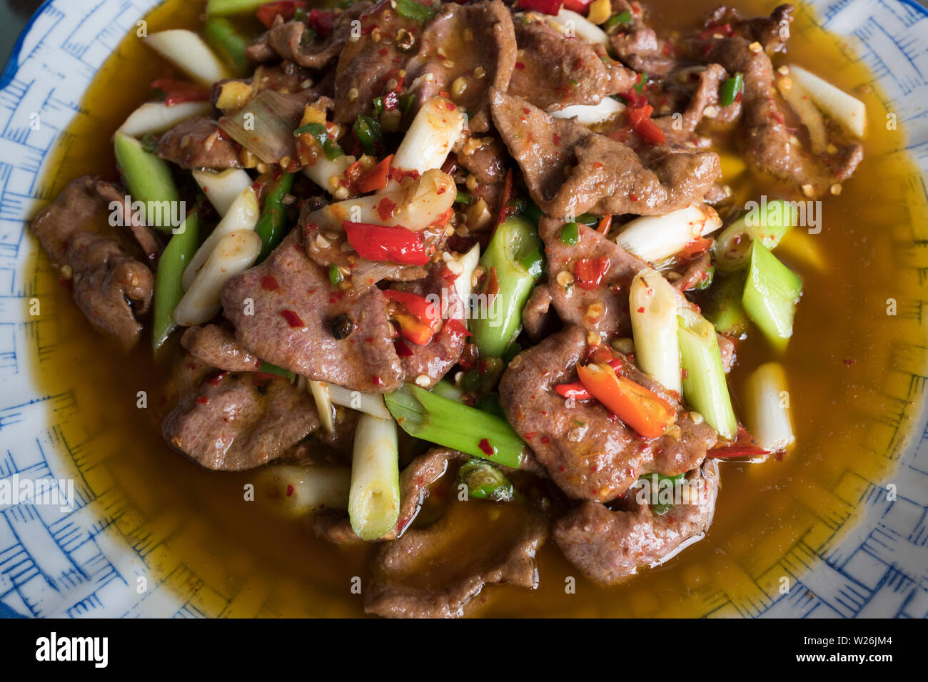 Sichuan-küche, schnell Gebratene Schweineleber Stockfoto