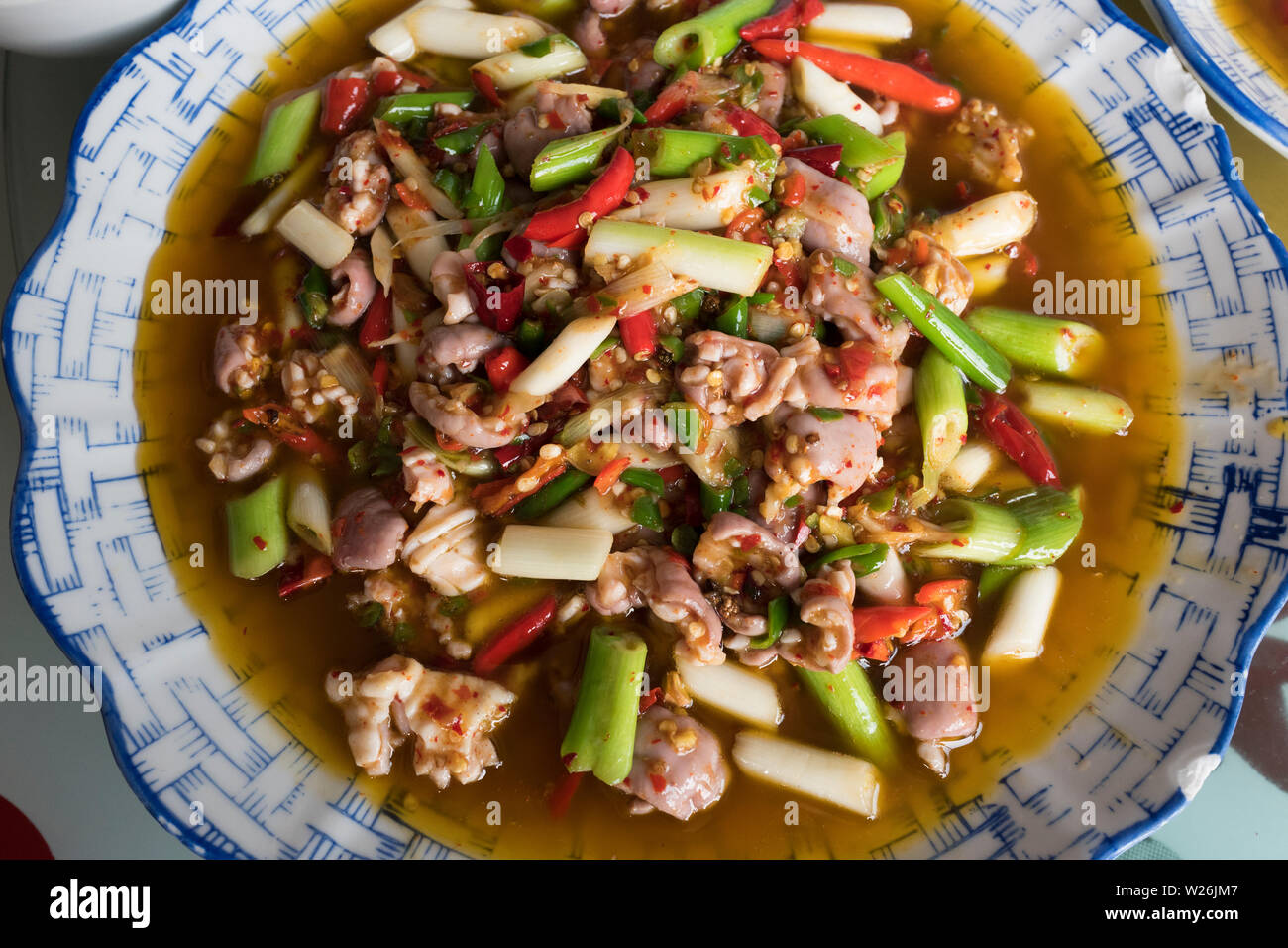 Sichuan-küche, schnell gebraten Schwein Kutteln Stockfoto