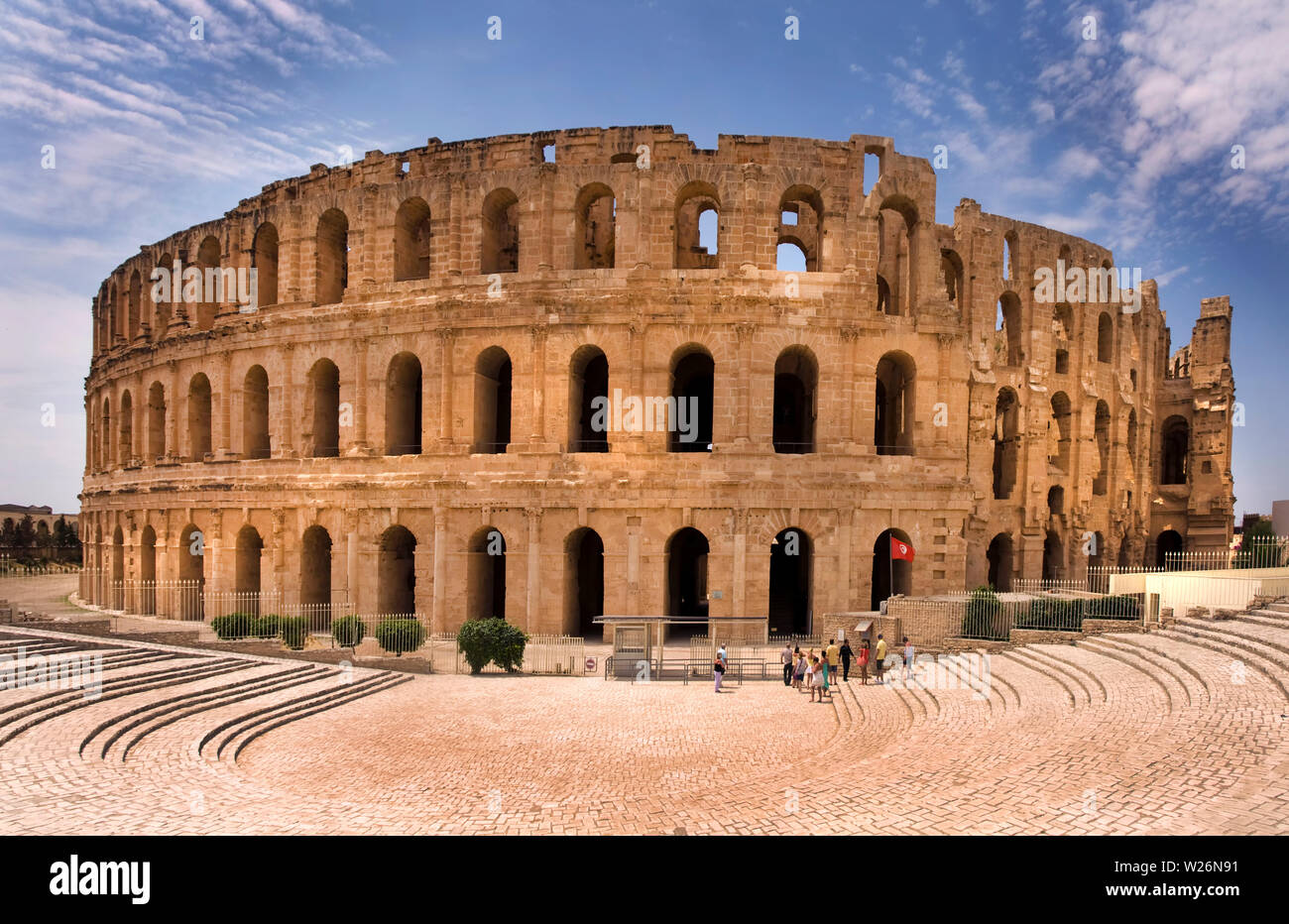 Amphitheater von El Jem Tunesien 25 Mai 2012. Ein Weltkulturerbe ist das am besten erhaltene und ist eines der größten Amphitheater der Welt. Stockfoto