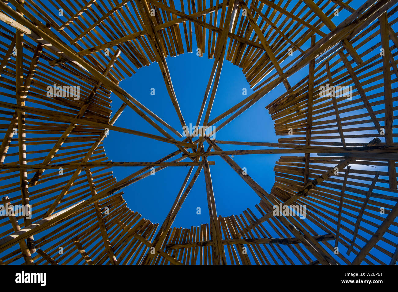 Hand gebaut Picknick und Anzeigen von Tierheim - Frankreich. Stockfoto