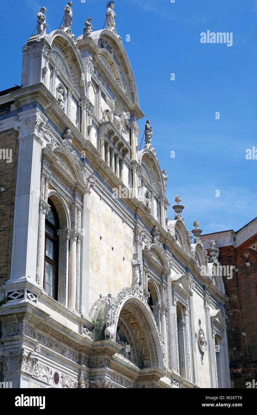 Scuola Grande di S Marco, Main, Südfassade, Architekten Pietro Lombardo, diese Fassade abgeschlossen von Mauro Codussi Stockfoto