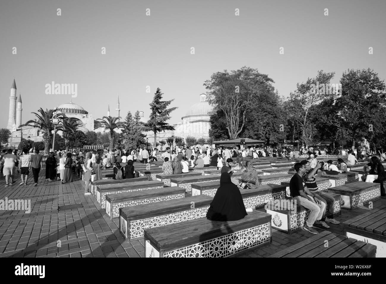 Istanbul, Türkei - 17. September 2017: externe Sicht auf die Hagia Sophia, ein Monument, das zunächst als eine Kirche, dann eine Moschee und heute ein Museum besucht von Mil geboren Stockfoto