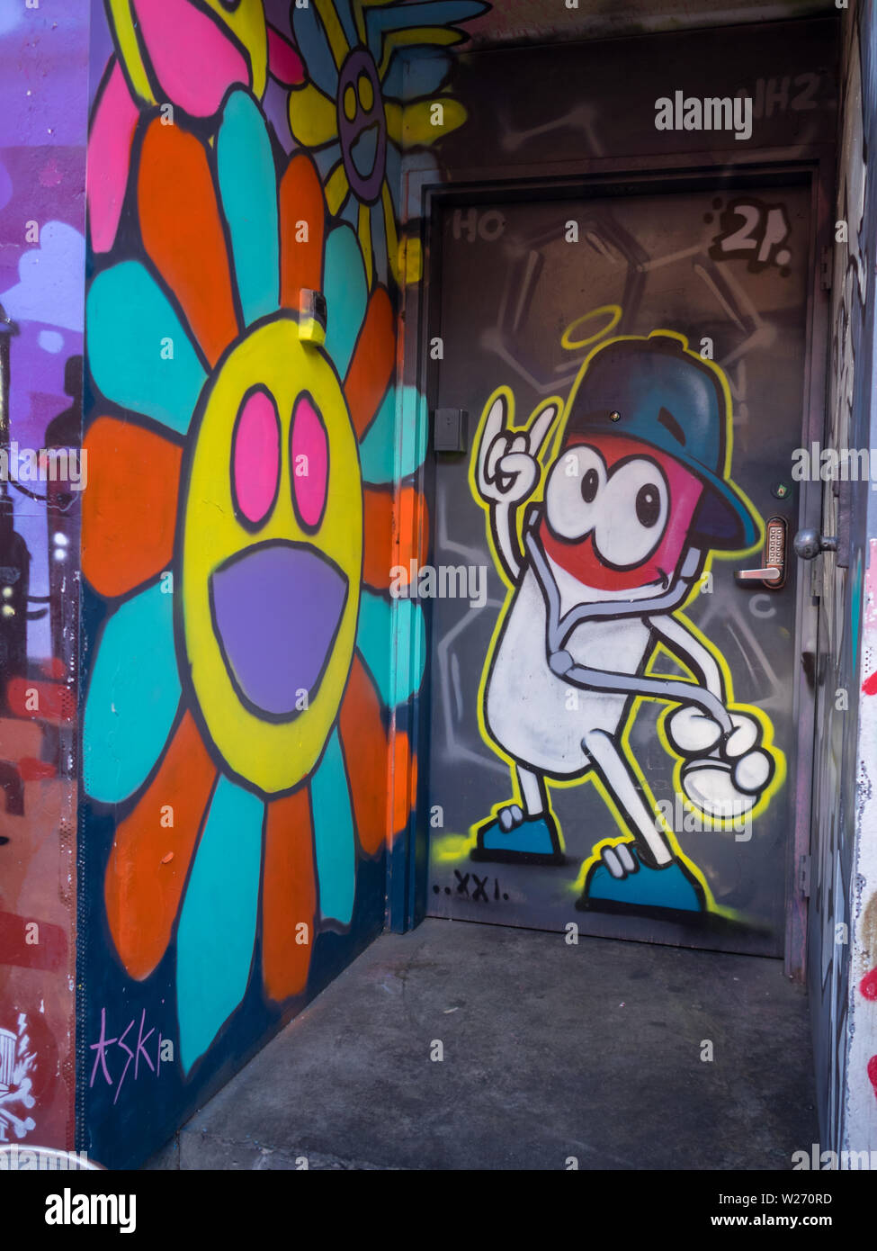 Street Art Graffiti im Melbourner Fitzroy District Stockfoto