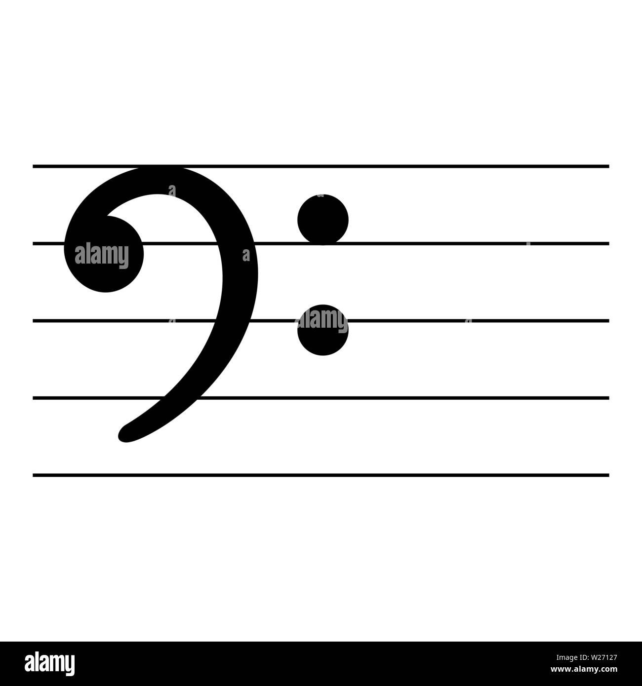 F-Schlüssel Symbol auf die musikalische Partitur Stock Vektor