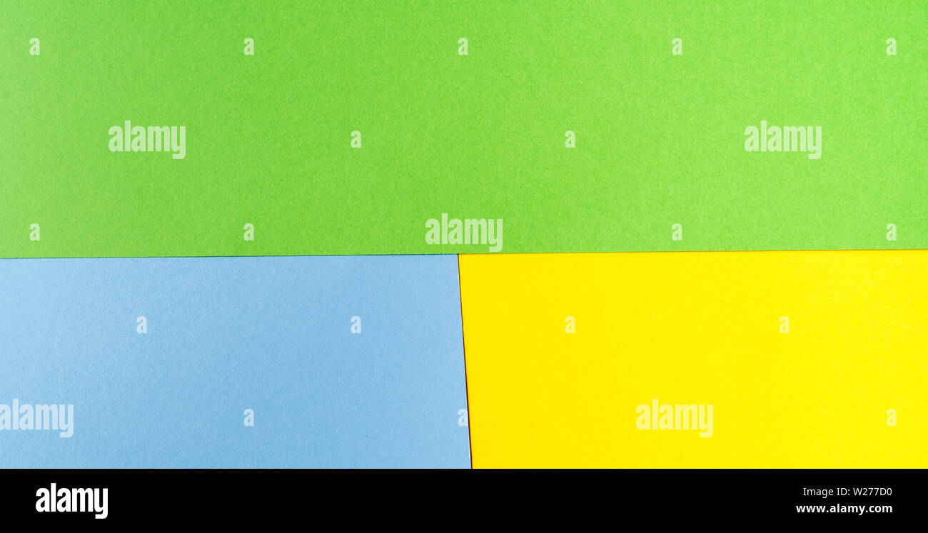Flach Blau, Grün und Gelb Farben abstrakte Papier Hintergrund mit geometrischen Form. Stockfoto