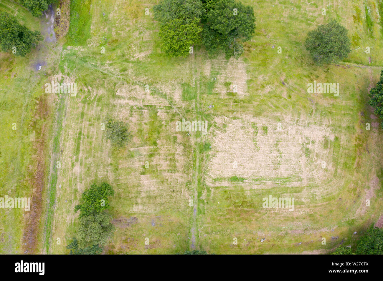 Luftaufnahme von rauen Burg Lage römischen Antonine Wall am rauhen Schloss, Central Region, Schottland, Großbritannien Stockfoto