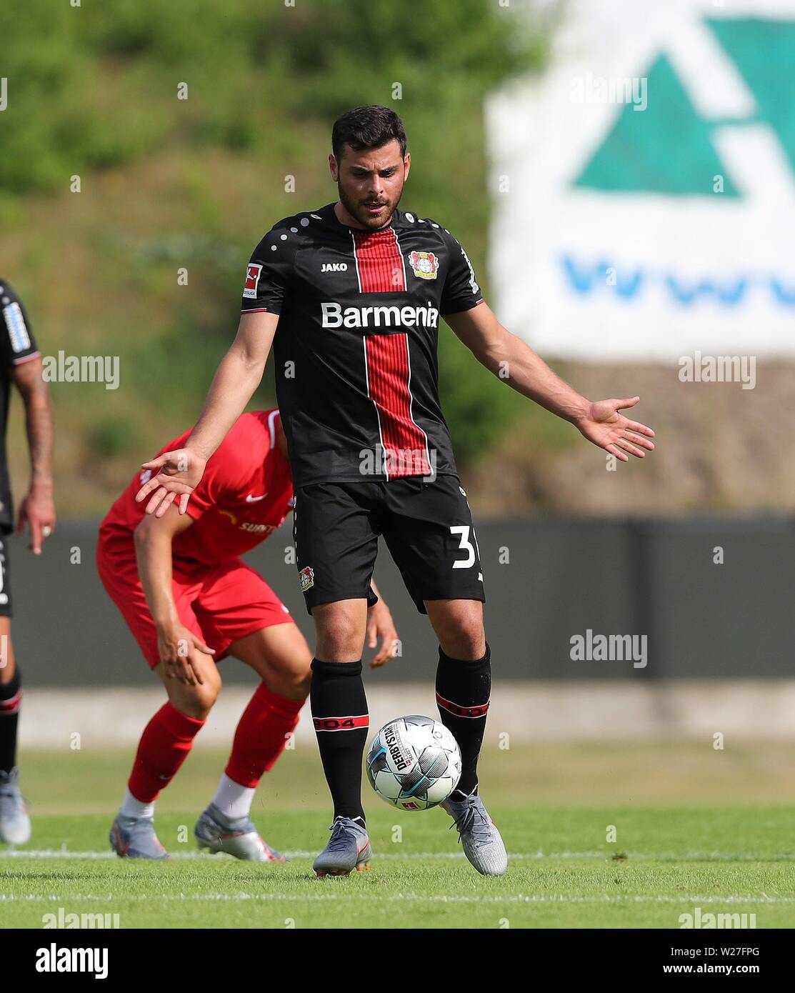 Wuppertal, Deutschland. 06. Juli 2019. firo: 06.07.2019, Fußball, 1.Bundesliga, Saison 2019/2020, Testspiel, WSV, Wuppertaler SV-Bayer04 Leverkusen Kevin VOLLAND, Geste | Verwendung der weltweiten Kredit: dpa/Alamy leben Nachrichten Stockfoto