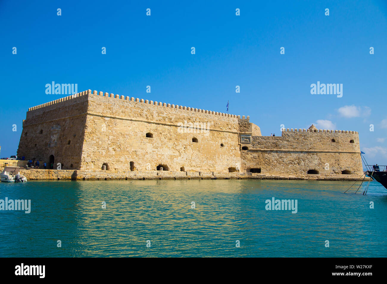 Sehenswürdigkeiten von Heraklion, der Hauptstadt von Kreta, Griechenland. Schöne Hafenstadt mit venezianischen Architektur und modernen Viertel Stockfoto