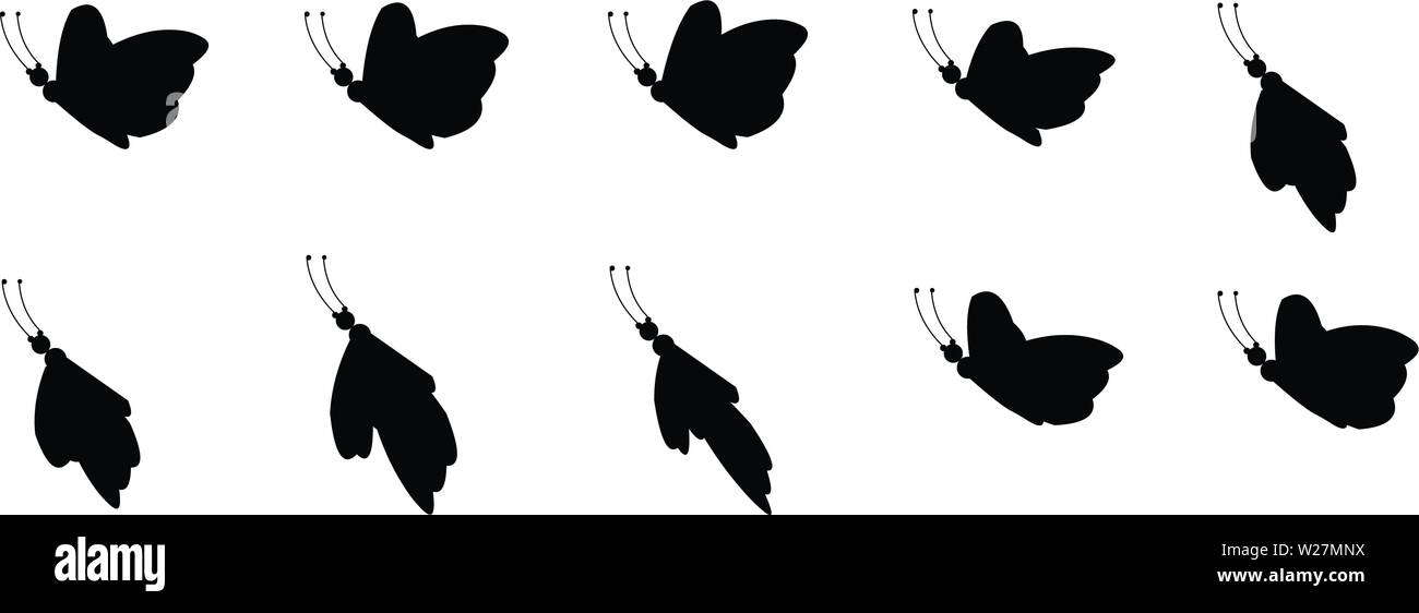 Butterfly Animation Sequenz, Loop Animation Sprite Sheet Vector Stock Vektor
