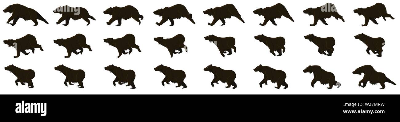 Bear Run Cycle Animationsframes, Loop Animation Sequence Sprite Sheet Stock Vektor
