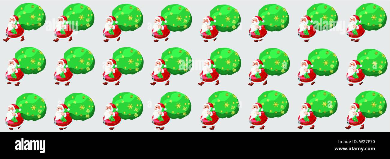 Weihnachtsmann Wanderung mit Weihnachtsgeschenken, Wanderung Zyklus Animation Sequenz Stock Vektor