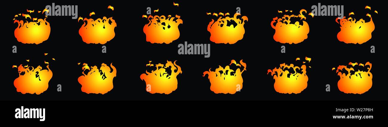 Fire Animation Sequence, Loop Animation Sprite Sheet Stock-Vektorgrafik ...