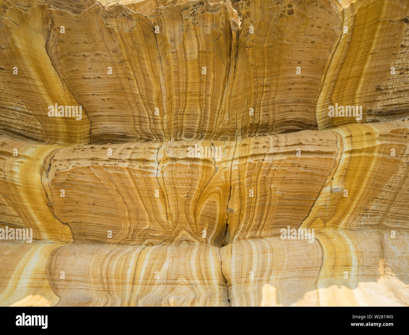 Rock Muster von Maria Island Painted Cliffs Stockfoto