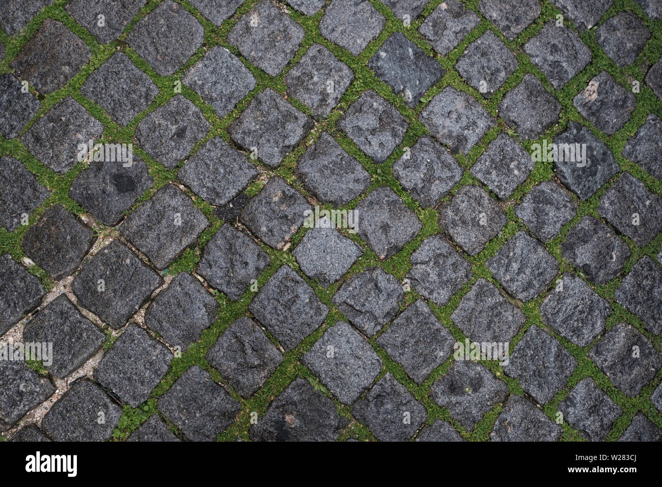 Alte Pflasterung Straße, Nahaufnahme, Ansicht von oben Stockfoto