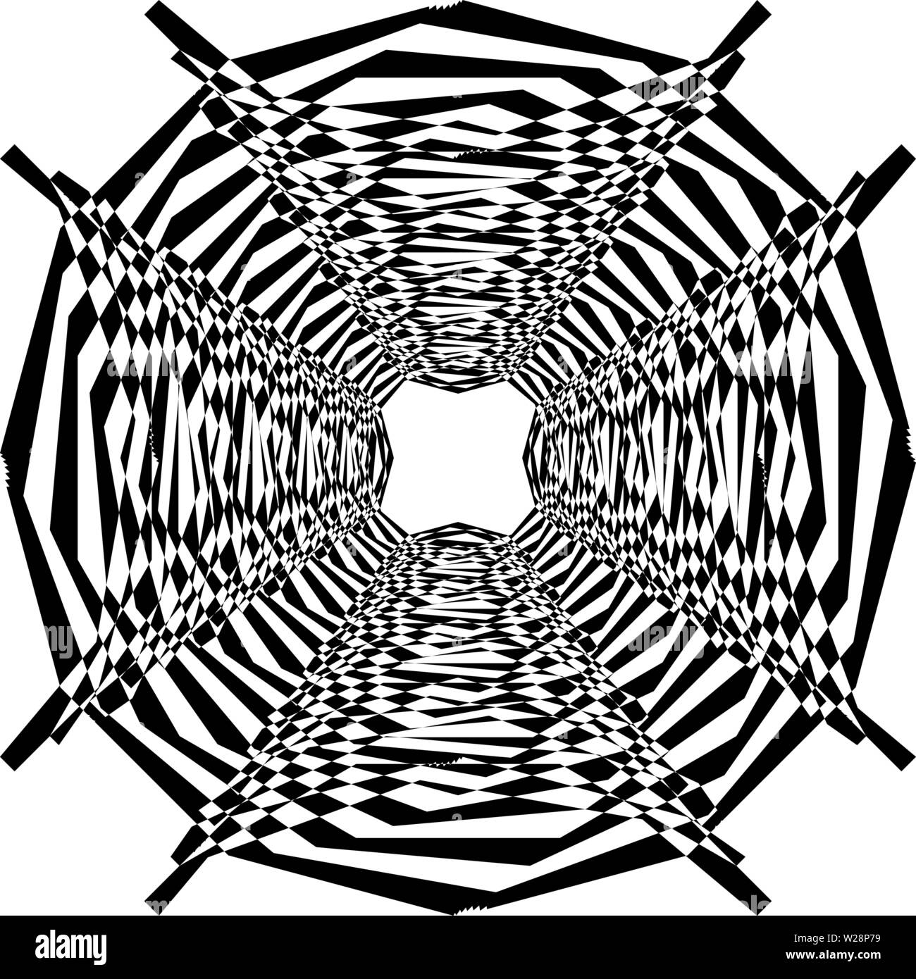 Rotierende Ziffernblatt Korb mit dreidimensionalen Portale Struktur abstrakt cut Art déco-Abbildung auf Transparenten Hintergrund inspiriert Stock Vektor