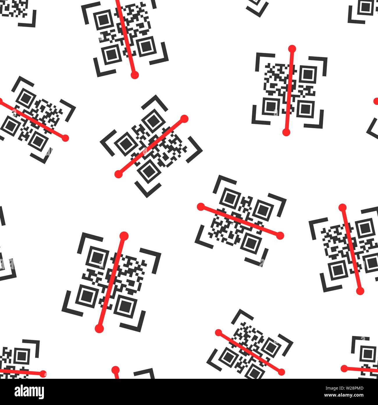 Qr-Code Symbol nahtlose Muster Hintergrund scannen. Scanner-id Vector Illustration auf weißem Hintergrund isoliert. Barcode Geschäftskonzept. Stock Vektor