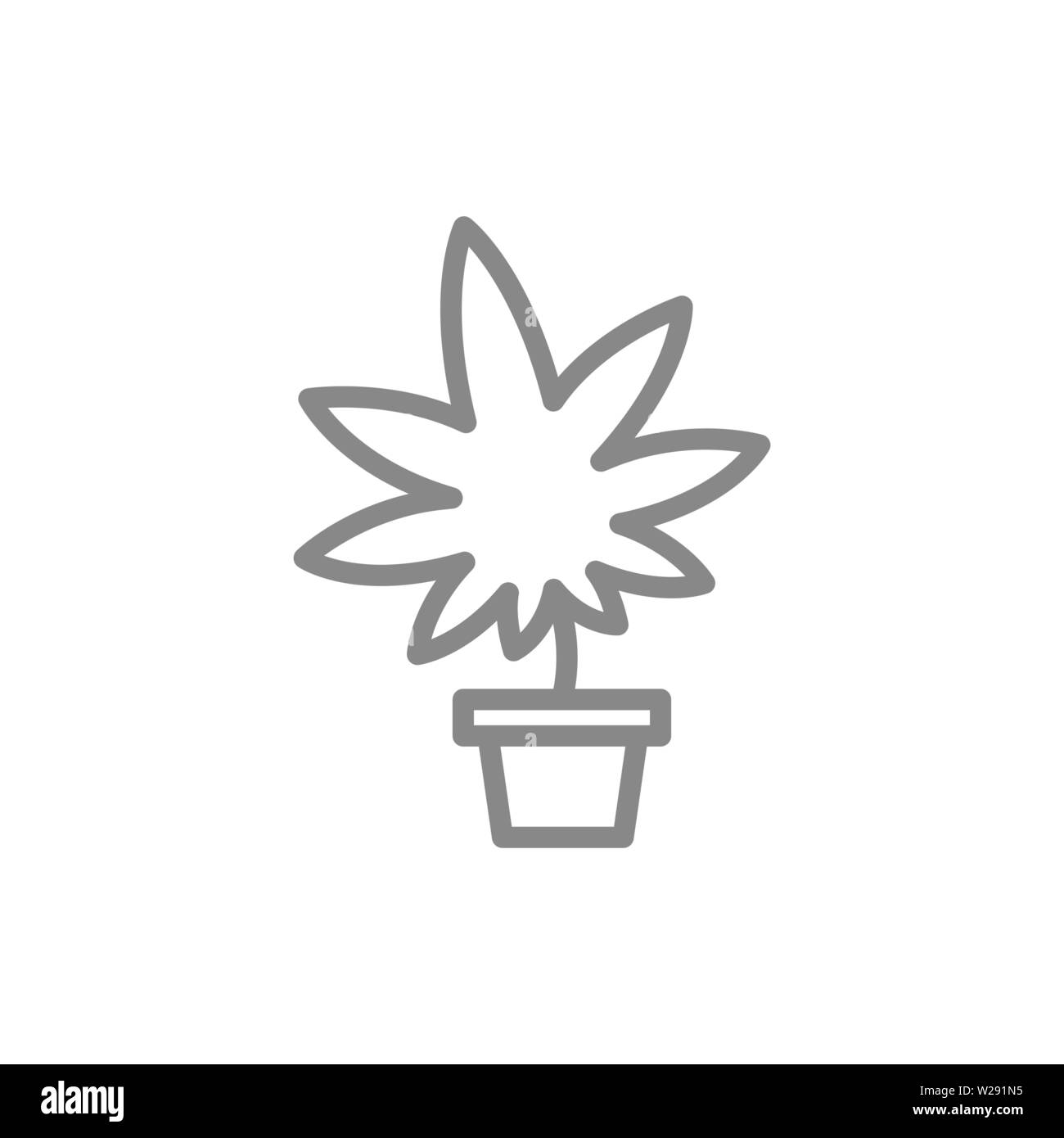 Medizinisches Marihuana Anbau, Cannabis Blatt mit Topf Symbol Leitung. Stock Vektor