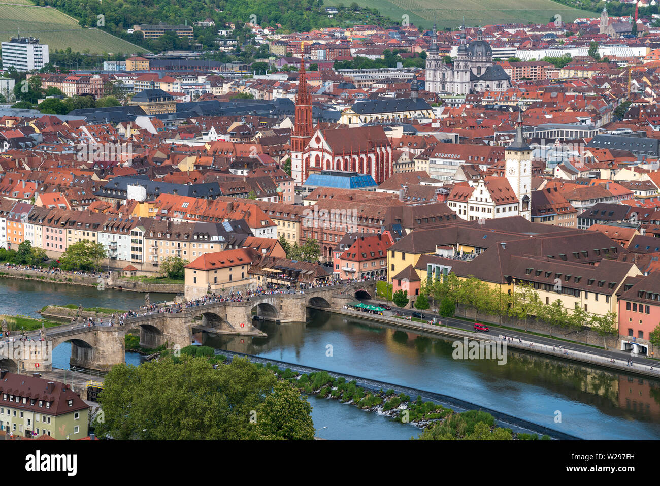 Stadtansicht Würzburg von der Festung Marienberg Würzburg gesehen, Unterfranken, Bayern, Deutschland | Würzburg Stadt Blick von der Festung Ma gesehen Stockfoto