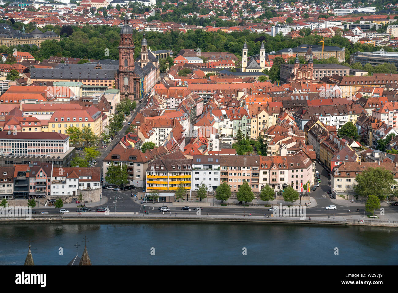 Stadtansicht Würzburg von der Festung Marienberg Würzburg gesehen, Unterfranken, Bayern, Deutschland | Würzburg Stadt Blick von der Festung Ma gesehen Stockfoto