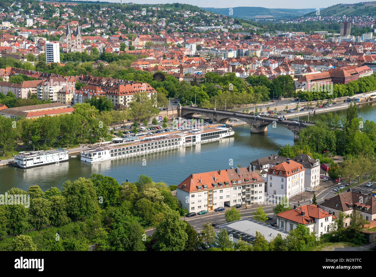 Stadtansicht Würzburg von der Festung Marienberg gesehen, Würzburg, Unterfranken, Bayern, Deutschland | Würzburg Stadt Blick von der Festung Ma gesehen Stockfoto