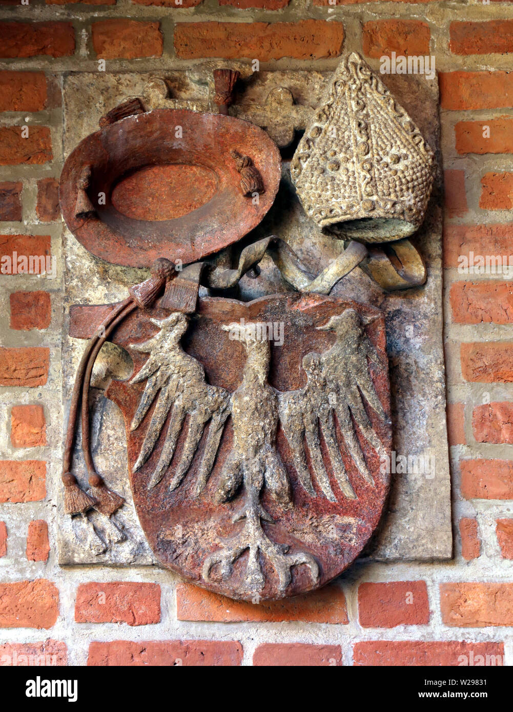 Krakau. Krakau. Polen. Wappen am Collegium Maius der Jagiellonen Universität, dem ältesten Gebäude der Akademie, heute Museum. Stockfoto