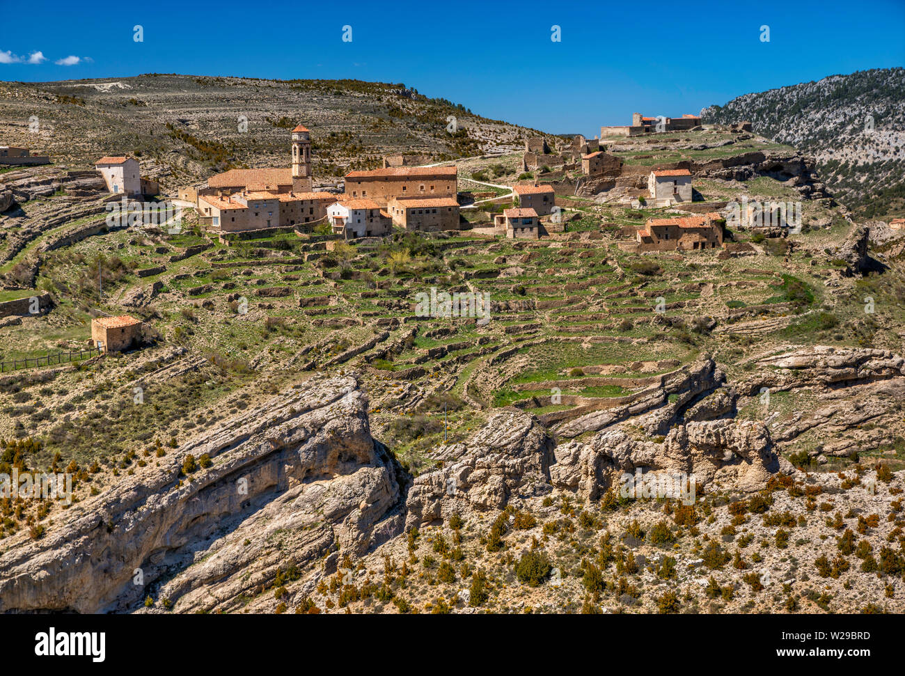 Dorf von Kanada de Benatanduz, die Stille Route, Maestrat (Maestrazgo) Region, Provinz Teruel, Aragon, Spanien Stockfoto