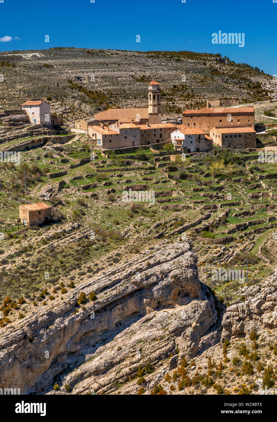 Dorf von Kanada de Benatanduz, die Stille Route, Maestrat (Maestrazgo) Region, Provinz Teruel, Aragon, Spanien Stockfoto