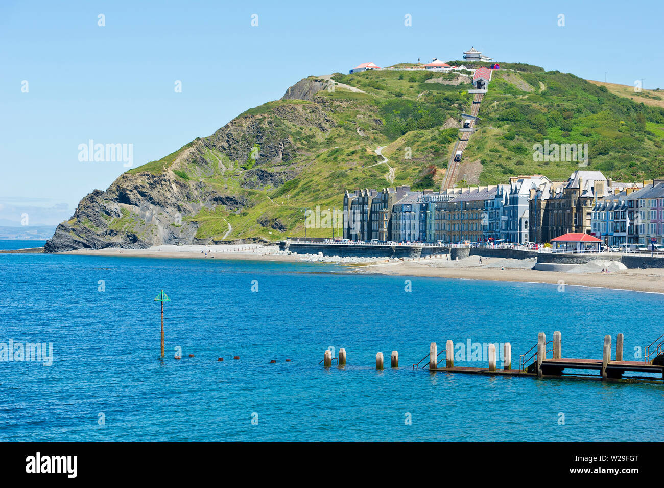 Direkt am Meer, Aberystwyth, Ceredigion, Wales Stockfoto
