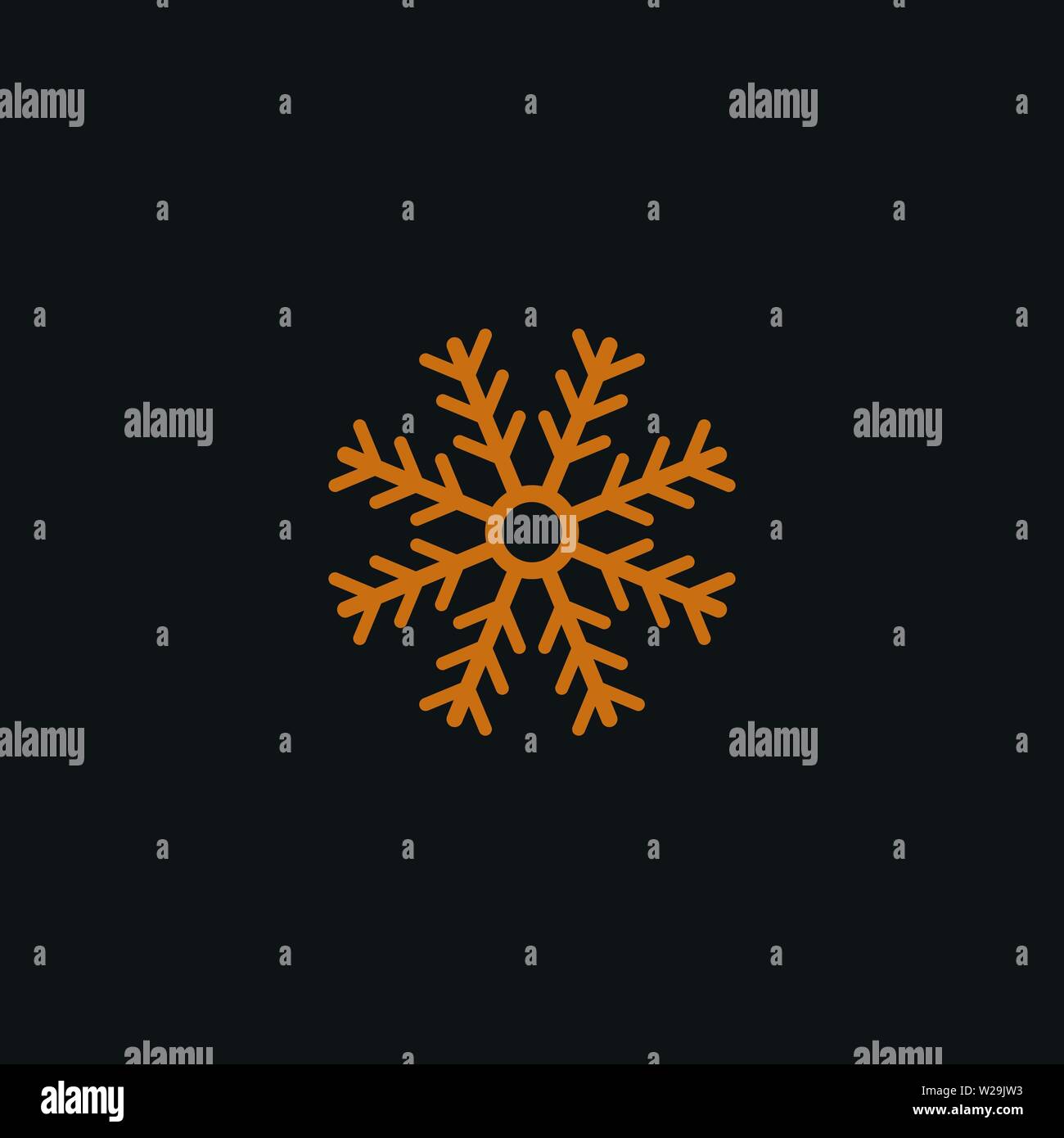 Gold Snowflake auf dunkelblauem Hintergrund. Vektor icon. Schnee Piktogramm. Winter Symbol. Element für Ihr Design Stock Vektor
