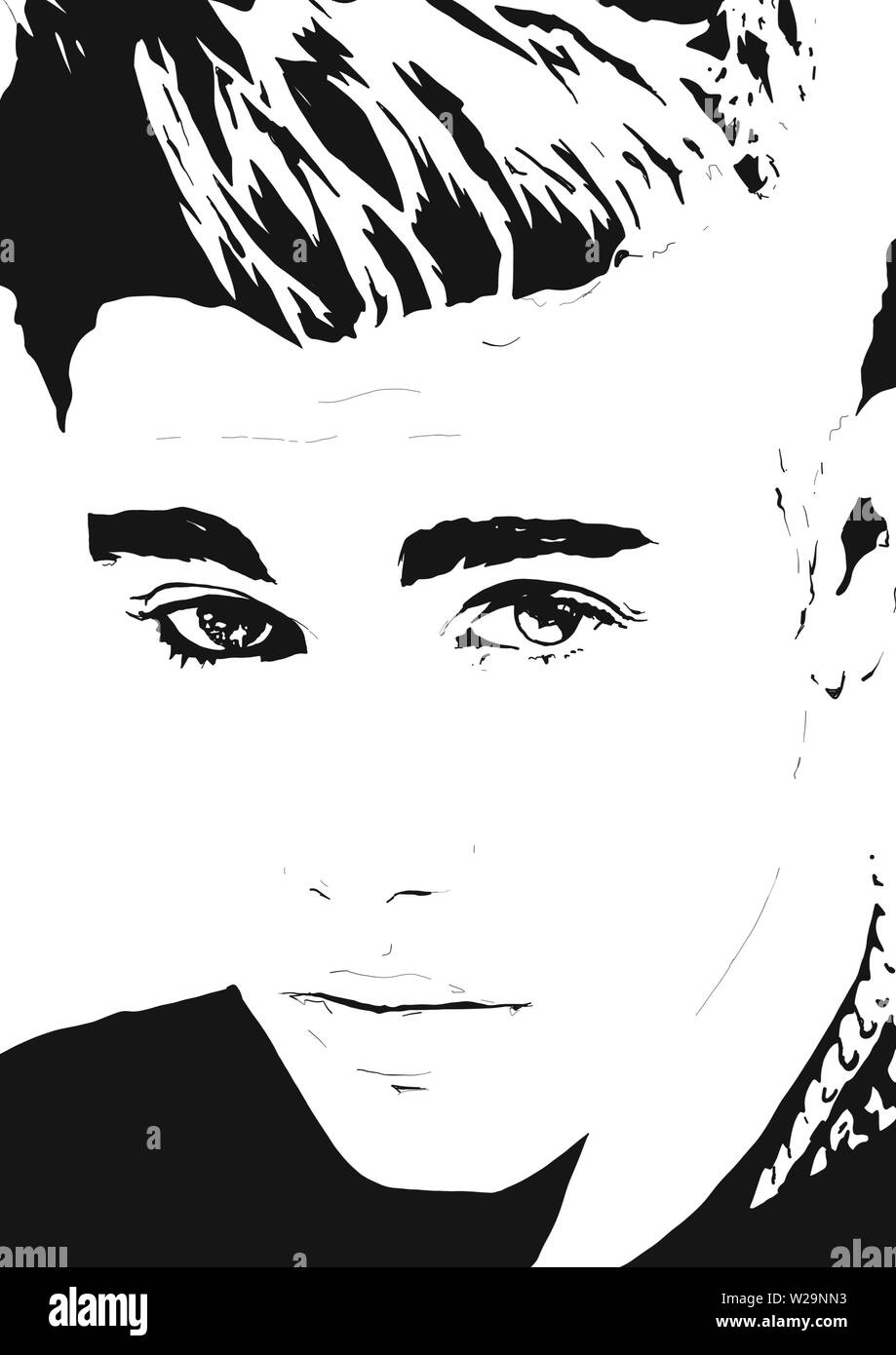 Justin Bieber Abbildung. Justin Bieber tattoo Stockfoto