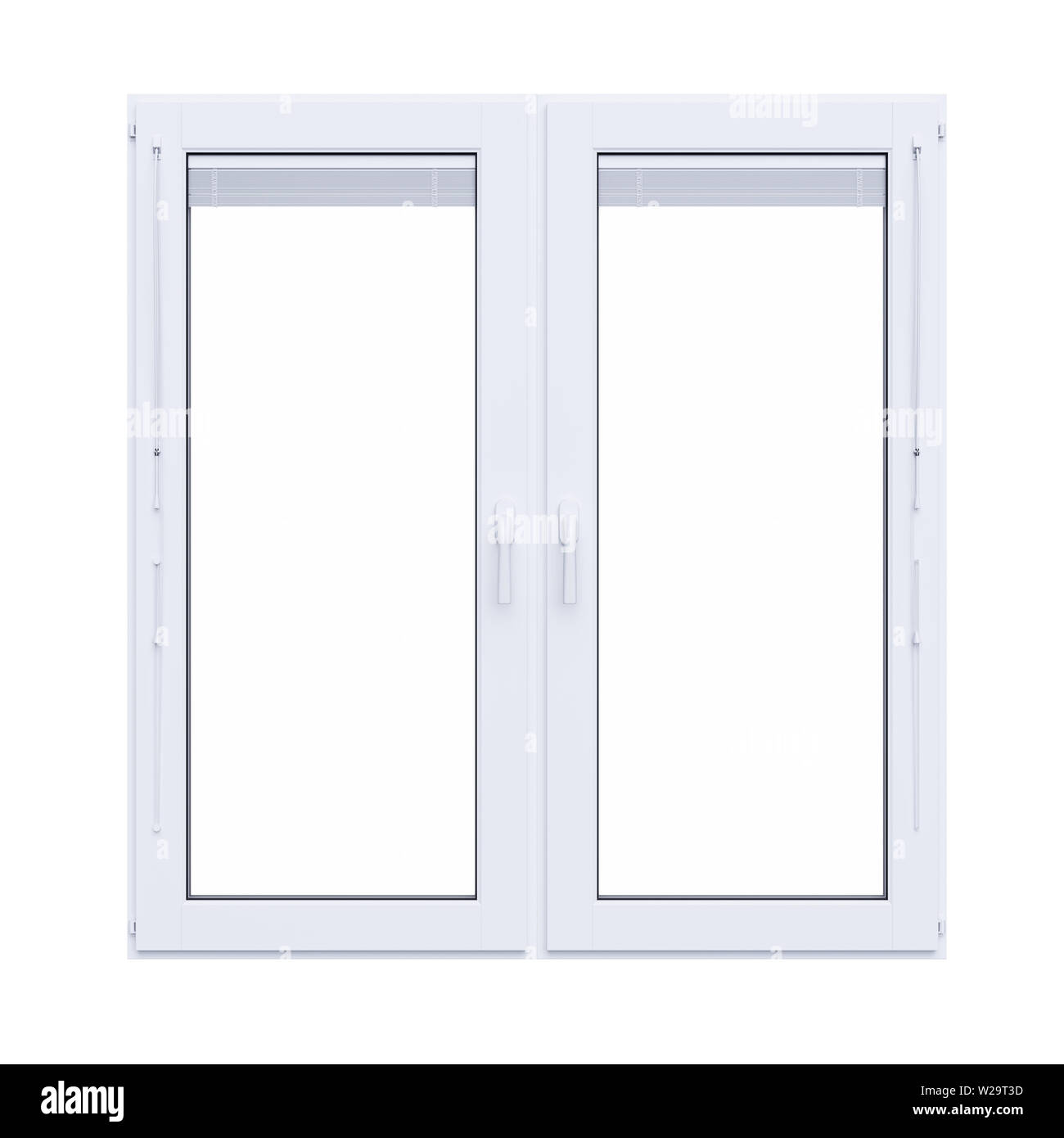 Weißer Kunststoff Fenster auf weißem Hintergrund geschlossen. 3D Rendering illustration Stockfoto