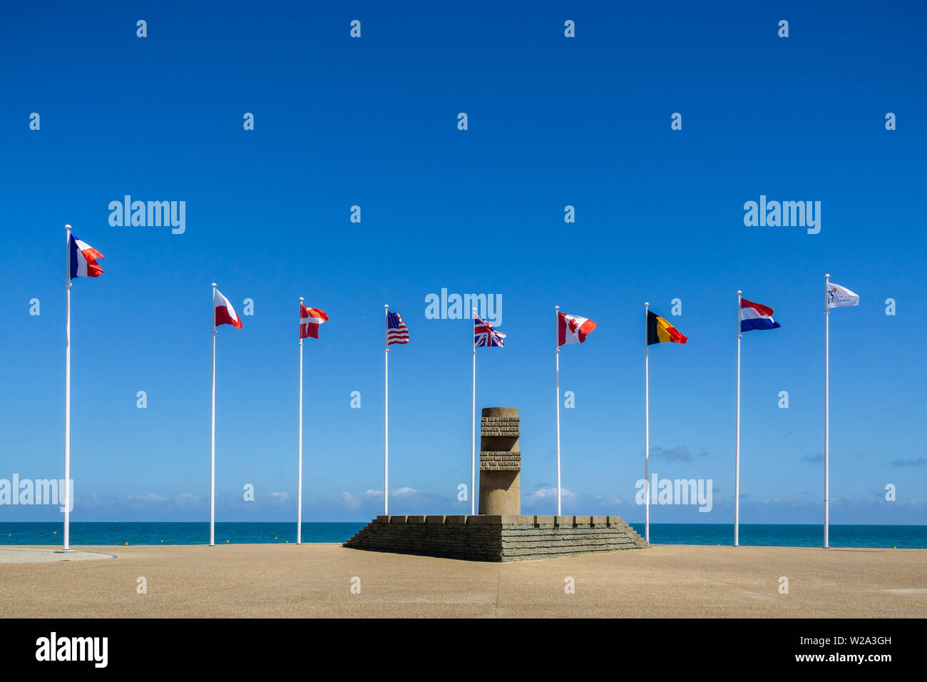 Weltkrieg zwei Monument, Signal, D-Day Memorial, Juno Beach, Bernières-sur-Mer, Calvados, Normandie, Frankreich. Stockfoto