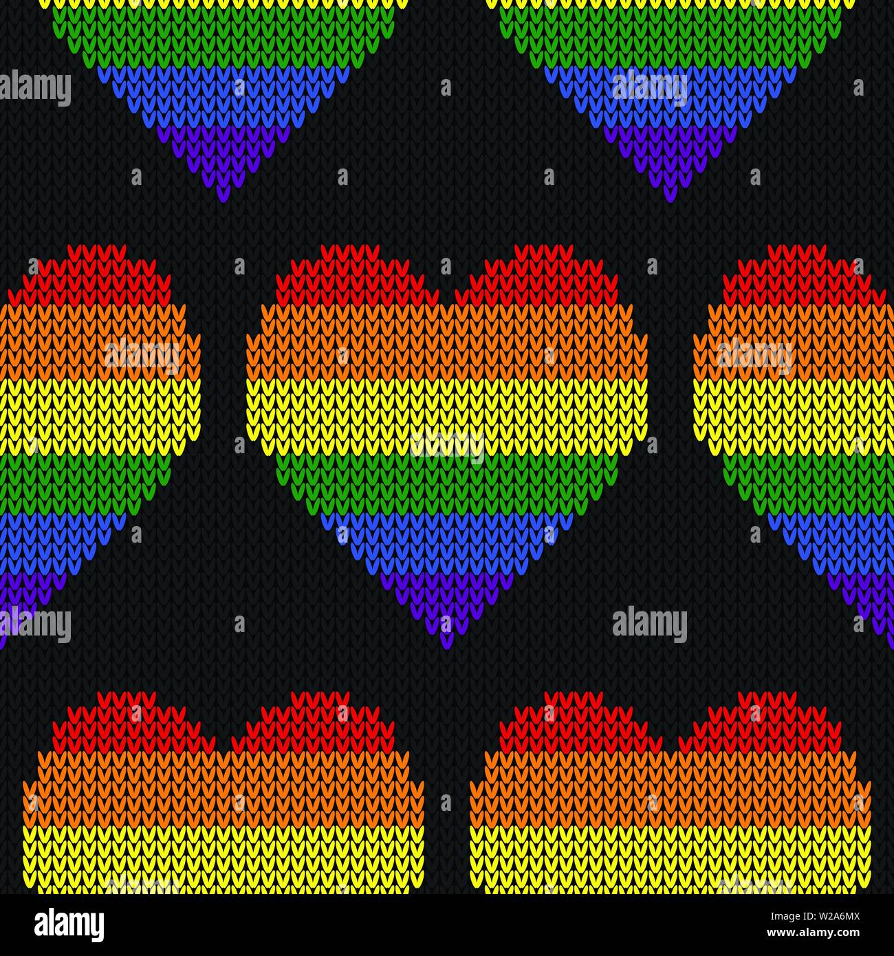 LGBTQ Farbe abstrakte Strickmuster. Rainbow Color nahtlose Muster. Design für Pullover, Schal, Tröster oder Kleidung Textur. Vector Illustration Stock Vektor