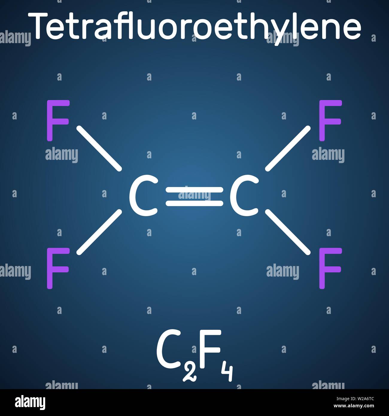 Tetrafluorethylen- oder TFE-Molekül, ist ein Monomer aus Polytetrafluorethylen oder PTFE. Es gehört zur Familie der Fluorkohlenwasserstoffe. Strukturelle chemische Stock Vektor