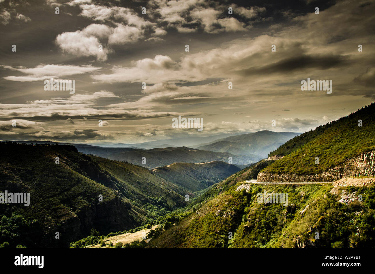 Luftaufnahme der Los Ancares Region in Lugo Galicien Spanien Stockfoto