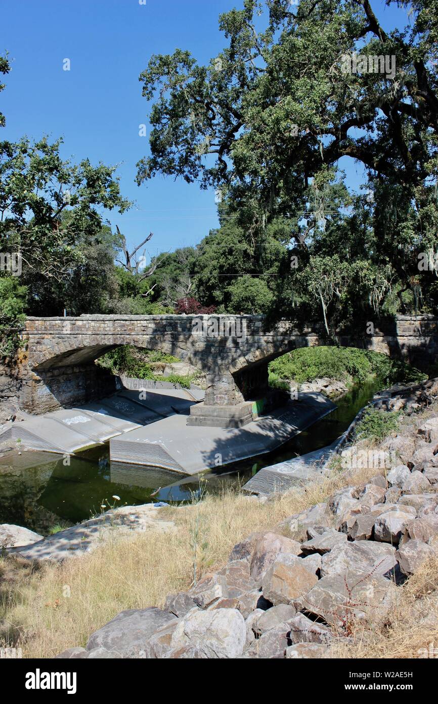 Zinfandel Lane Bridge, St. Helena, Napa, Kalifornien Stockfoto