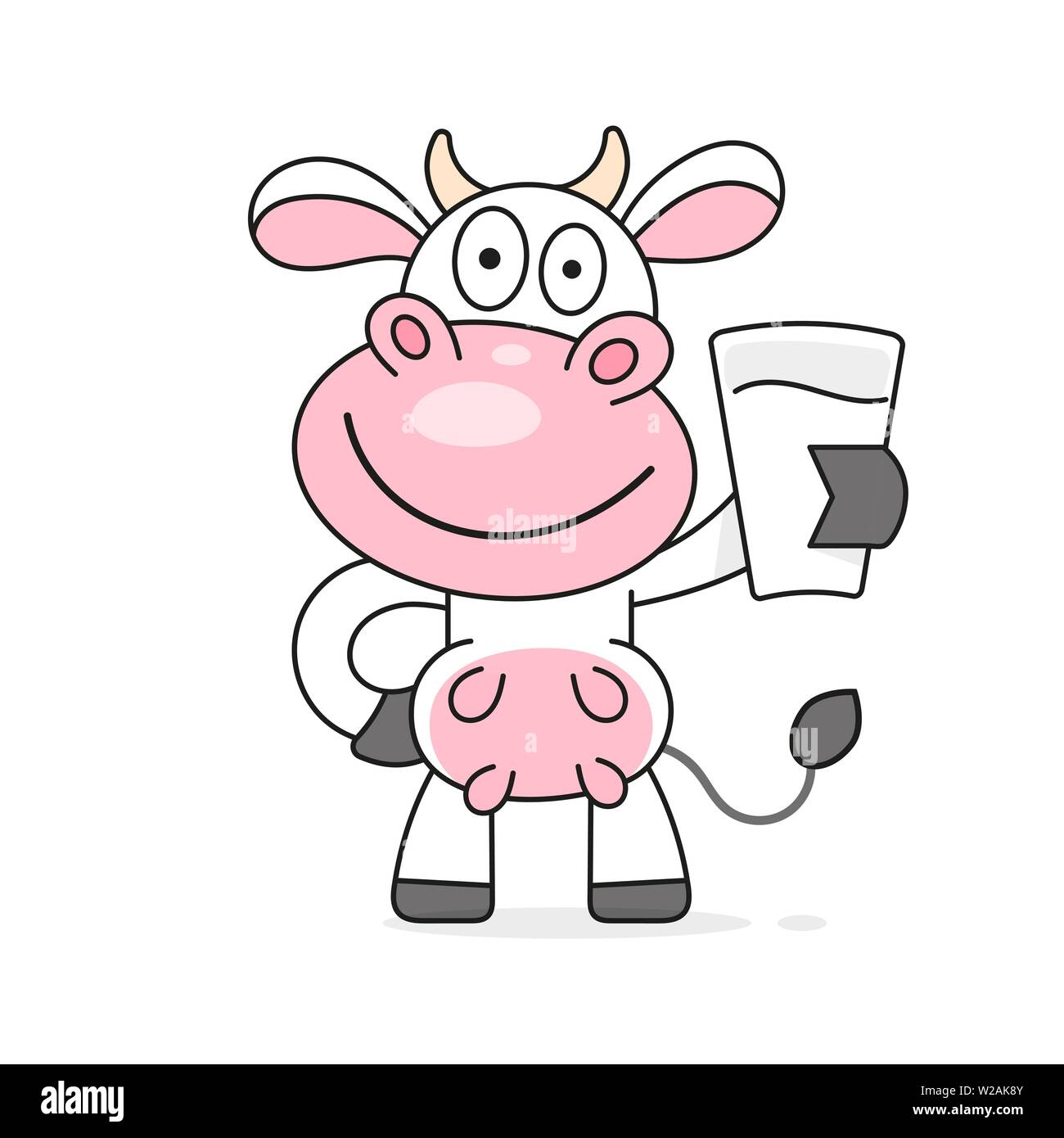 Kuh mit einem Glas Milch Vector Illustration Stock Vektor