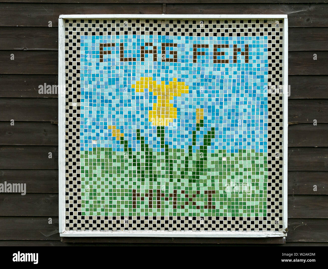Flag Fen Mosaik von Freiwilligen, Peterborough, Cambridgeshire, England, UK Stockfoto