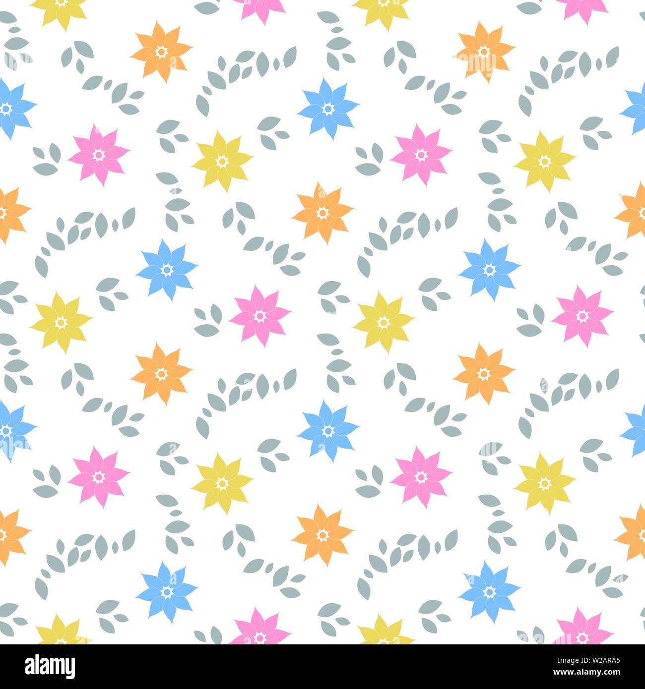 Zusammenfassung nahtlose Muster mit Blumen und Blätter. Vector Illustration Stock Vektor