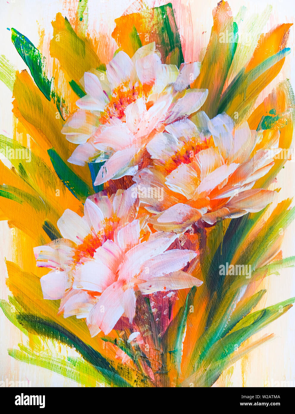 Abstrakte zarte Blumen, Ölmalerei auf Leinwand. Hand gemalte Blumen  Stockfotografie - Alamy