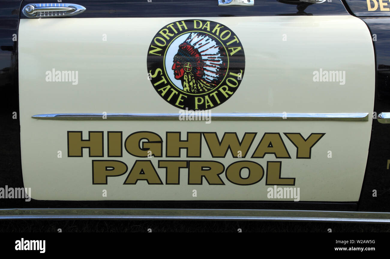 North Dakota State Highway Patrol, Auto, Fahrzeug, Pkw, Chevrolet, Devils Lake, 1951 Vintage, Detail Stockfoto