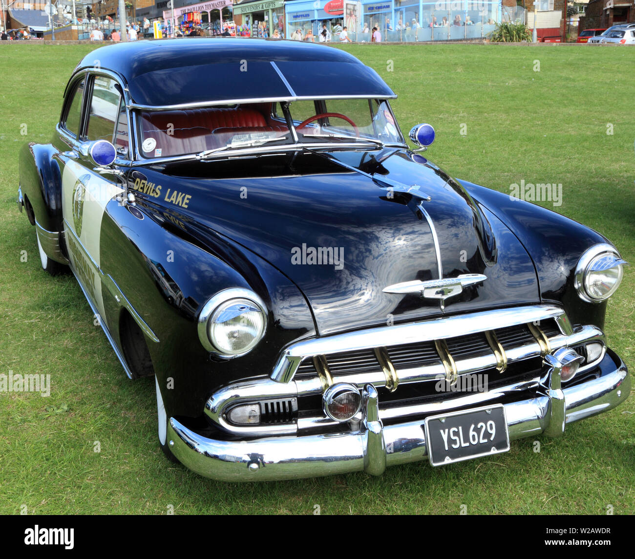 North Dakota, Zustand, Highway Patrol, Auto, Fahrzeug, Pkw, Chevrolet, 1951 Vintage, Devil's Lake Stockfoto