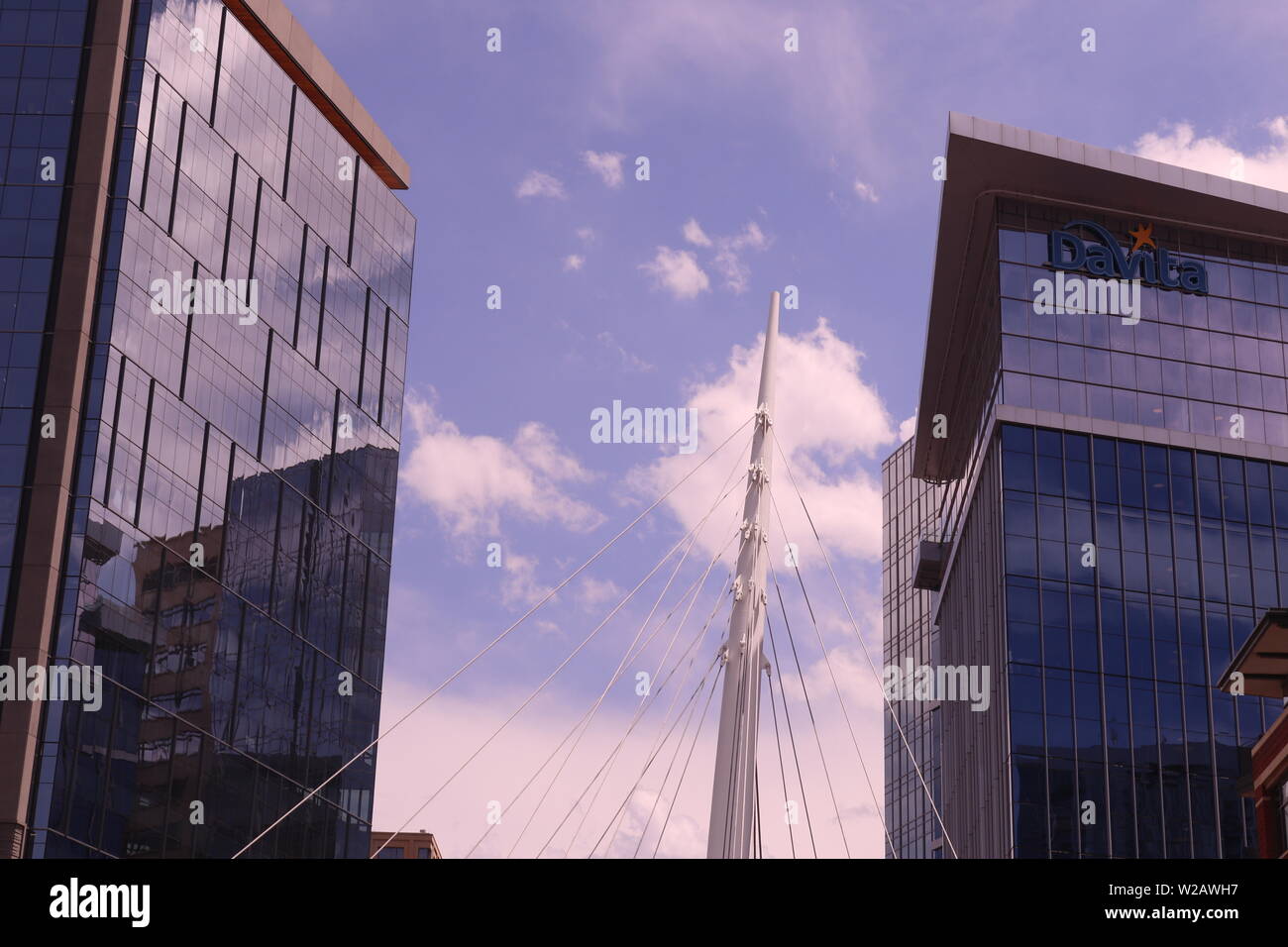 Teil der supporint Struktur für eine Brücke in Denver, Colorado. Stockfoto