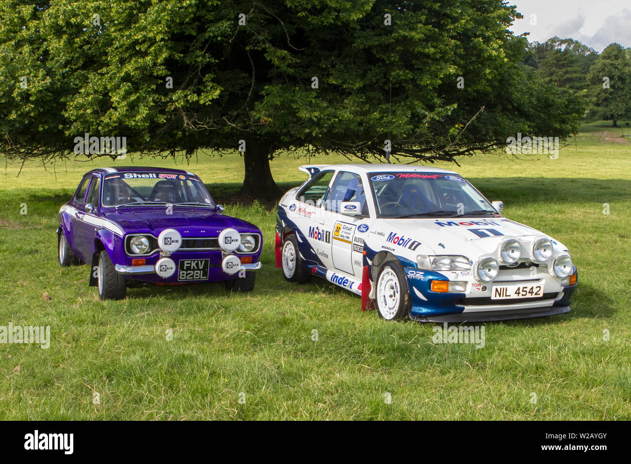 1989 80s Ford Sierra Cosworth Sapphire; Motorsportklassiker, historics, Oldtimer-Motoren und Sammlerstücke; Sammlung von Autos und Oldtimern. Stockfoto