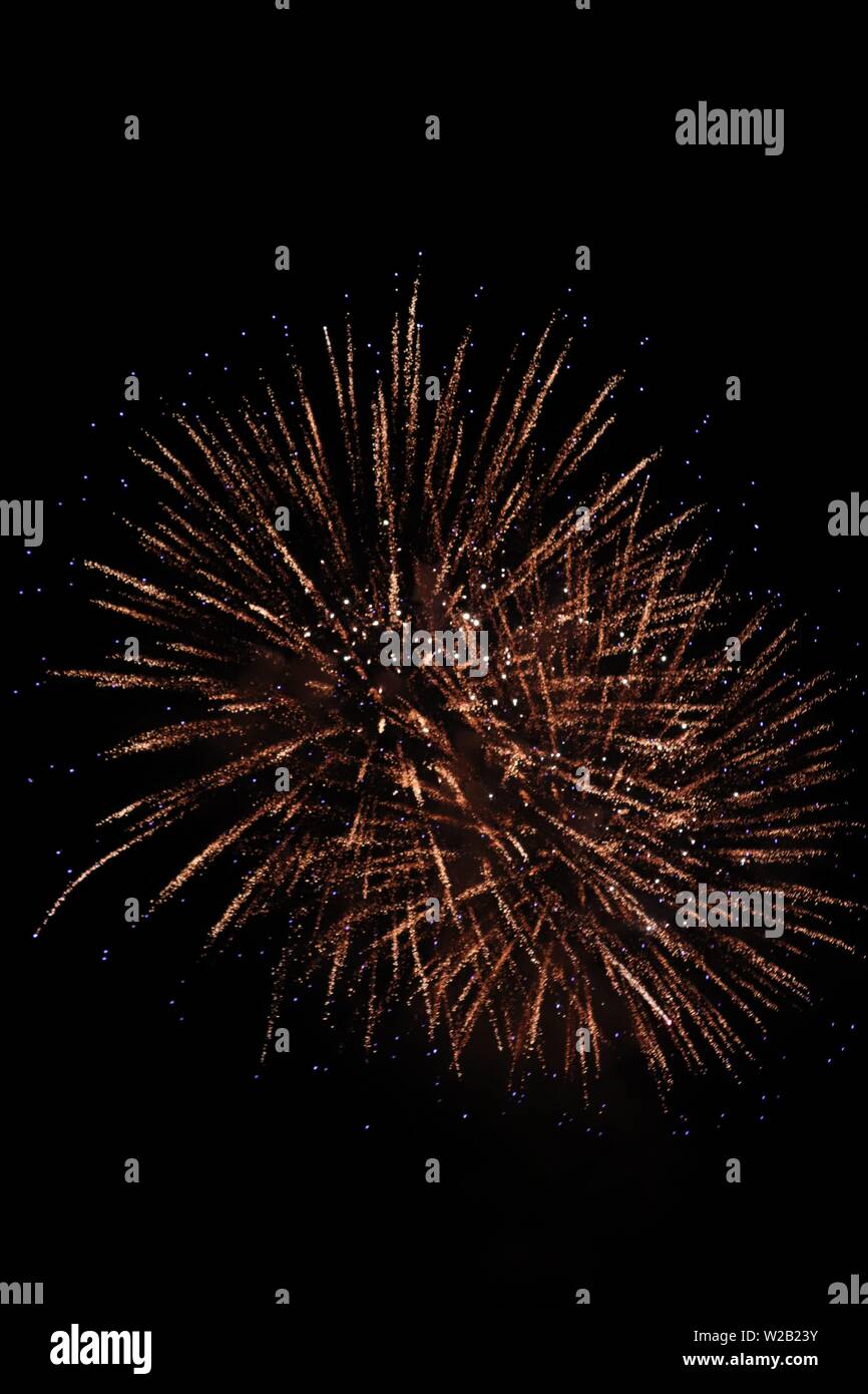 Das Feuerwerk am 4. Juli 2019 in Estes Park, Colorado Stockfoto