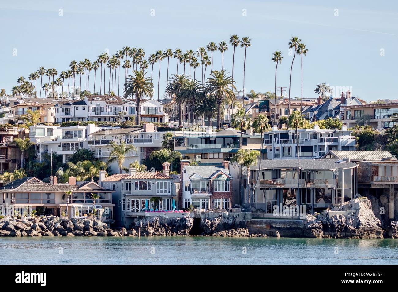 Newport Beach Häuser auf dem Wasser Stockfoto