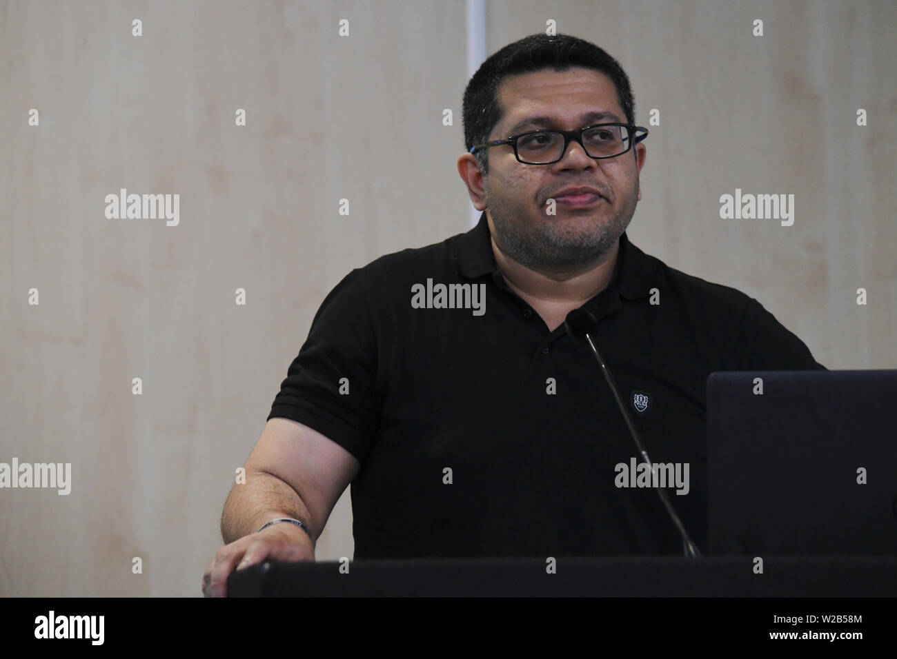 Lautsprecher Ayse Kotan, Walla Al Husban, sumeyye Sakarya und Sheheen Kattiparambi Kritischer muslimischen Studien an Palästina Expo 2019 am 7. Juli 2019 in London Olympia, UK. Stockfoto