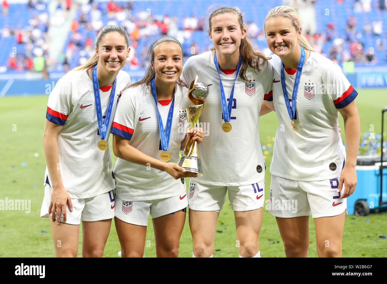 Lyon, Frankreich. 07 Juli, 2019. Spieler die Vereinigten Staaten während der Match gegen die Niederlande Spiel gültig für die Endrunde der Frauen Fußballweltmeisterschaft in Lyon in Frankreich Sonntag, 07. Credit: Brasilien Foto Presse/Alamy leben Nachrichten Stockfoto