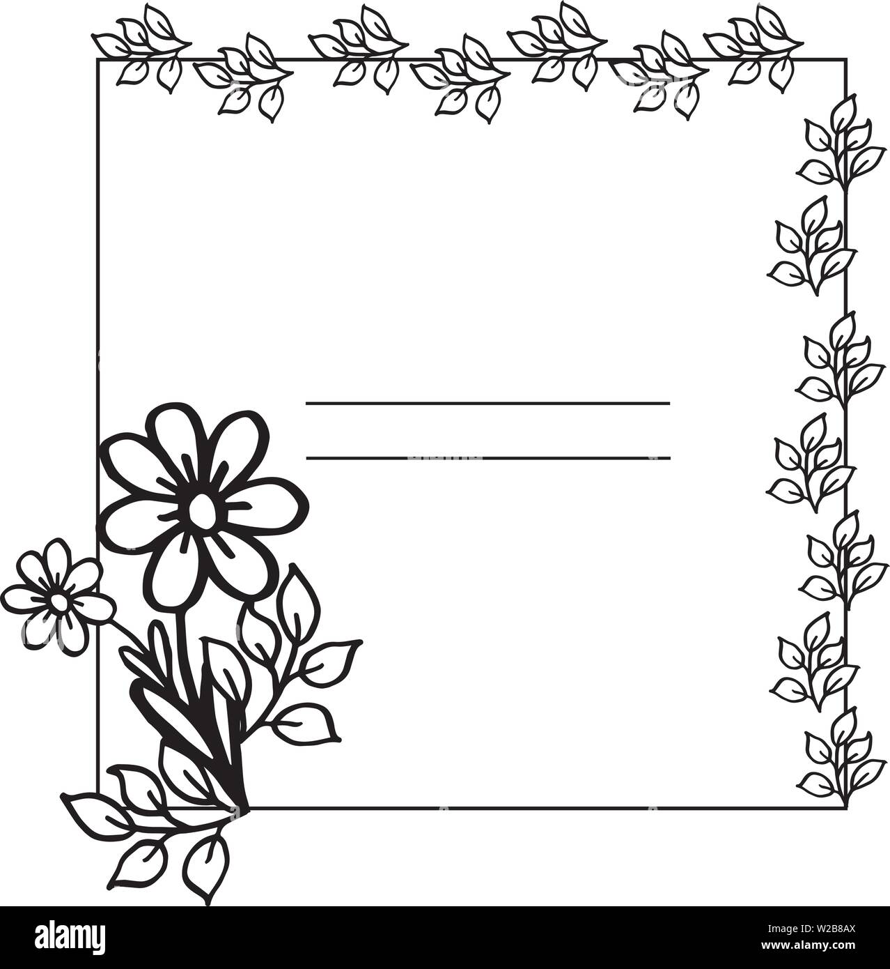 Vector Illustration abstrakt bouqet Rahmen mit Banner Hand gezeichnet Stock Vektor